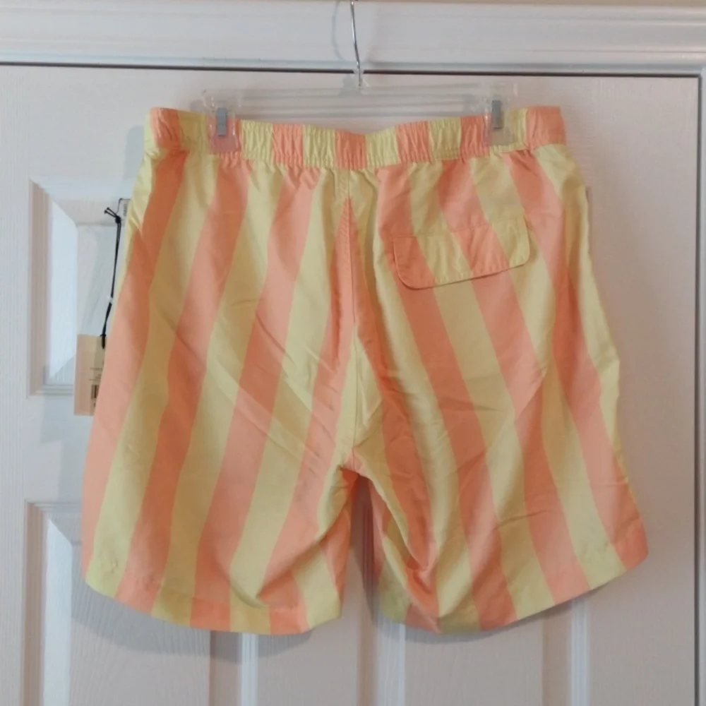 Onia Men's Swim Trunks - Peach and Pale Yellow Stripes